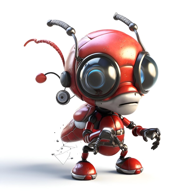 Cartoon robot with a funny expression on his face 3D Illustration