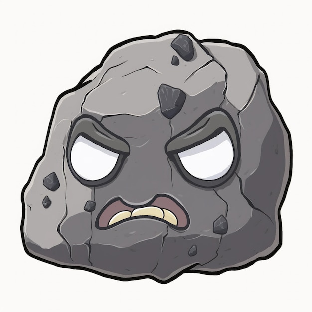 Photo cartoon rock with a sad face generative ai