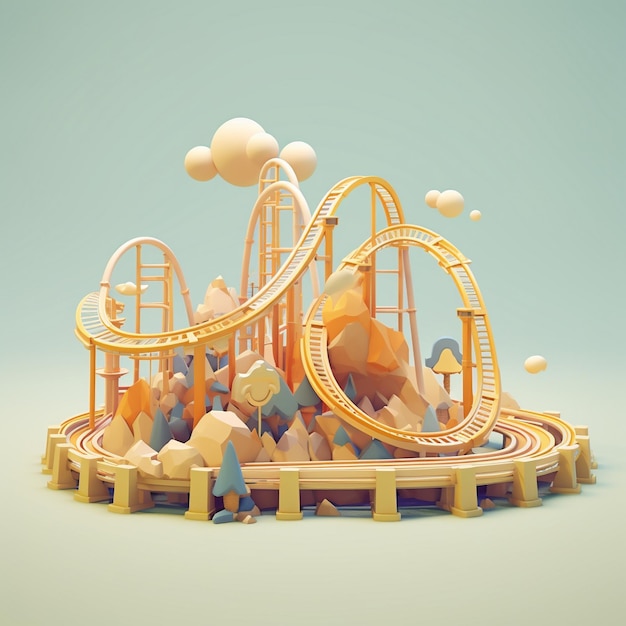 Cartoon Roller Coaster 3D