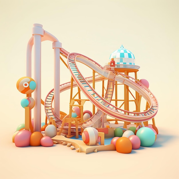 Cartoon Roller Coaster 3D