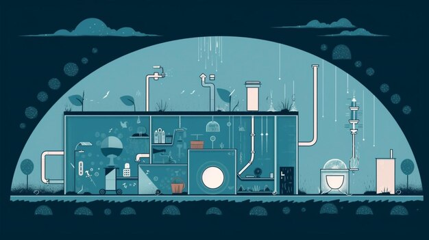 Premium AI Image A Cartoon Of A Room With A Plant In The Middle And A premium-ai-image-a-cartoon-of-a-room-with-a-plant-in-the-middle-and-a