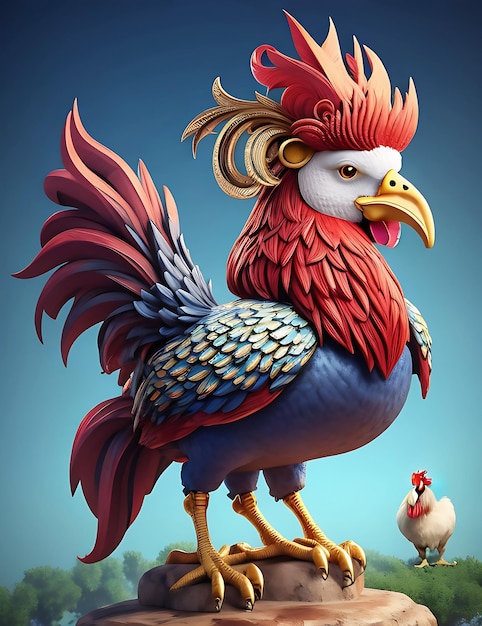 Photo a cartoon rooster with a rooster head ai generated