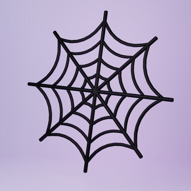 Photo cartoon round spider web on dark background 3d illustration