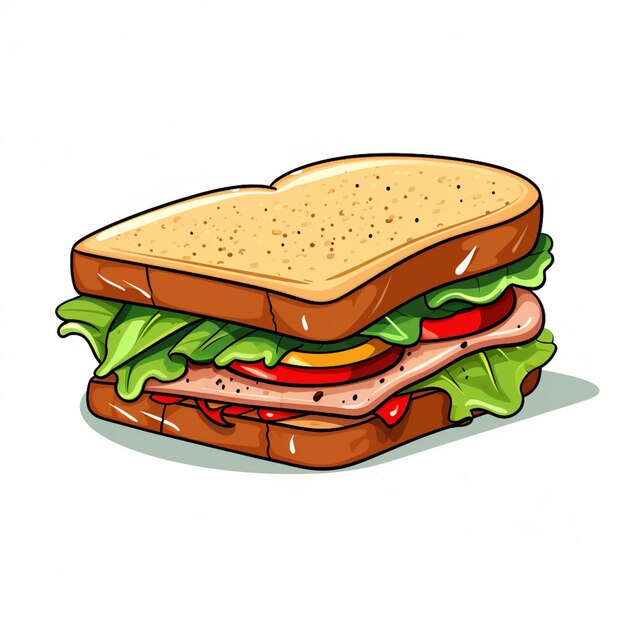 a cartoon sandwich with lettuce generative ai