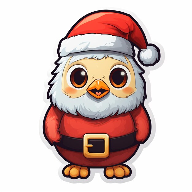 Photo cartoon santa claus bird with big eyes and a red outfit ai generative