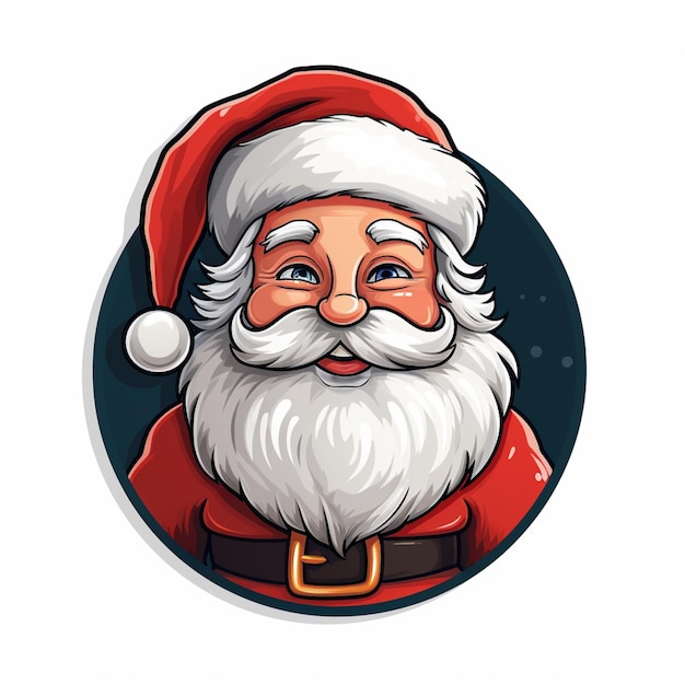 cartoon santa claus face with beard and hat generative ai