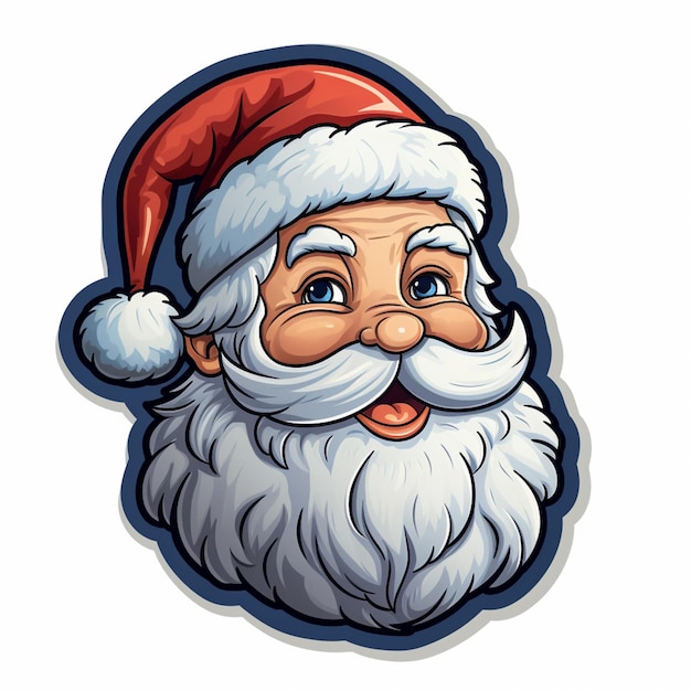 cartoon santa claus face with a beard and a red hat generative ai