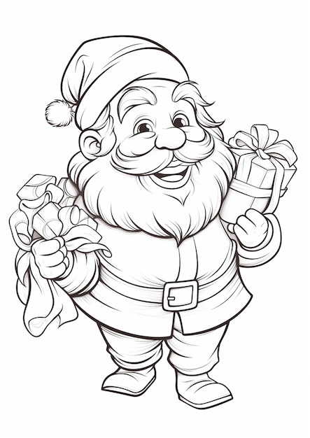 A cartoon santa claus holding a christmas present and giving it a thumbs up generative ai