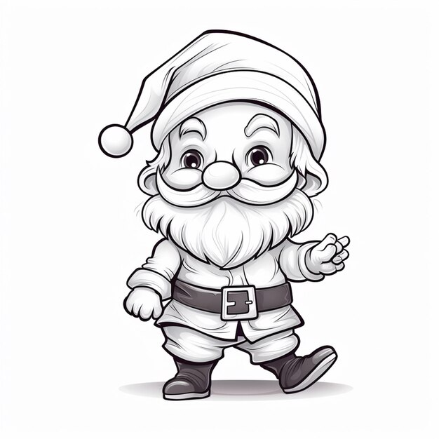 Foto cartoon santa claus loopt met een stok en een hoed generatieve ai