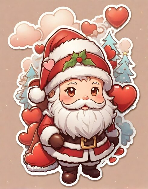 A cartoon Santa Claus with gifts sticker