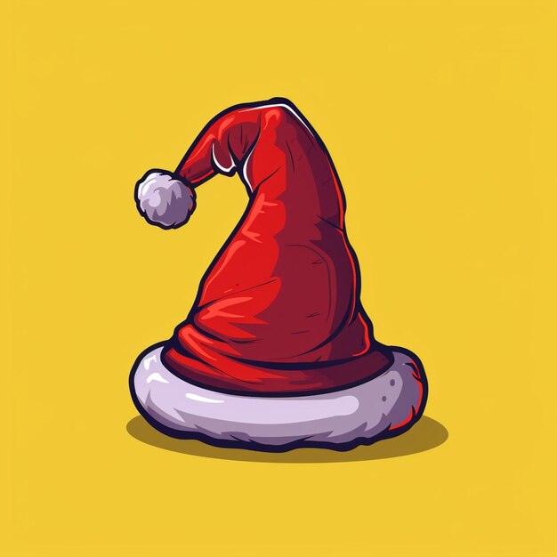 Photo cartoon santa hat on yellow background generative ai