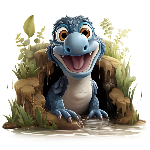 Cartoon scène met gelukkige krokodil in de jungle illustratie voor kinderen.