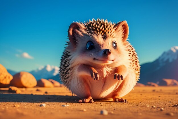 Cartoon schattig wild dier egel bedekt met doornen egel wallpaper achtergrond illustratie