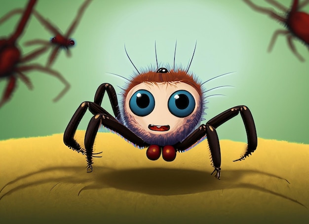 Cartoon schattige wilde dieren spider foto's wallpaper achtergrond