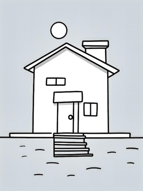 Foto cartoon schets van een huis geïsoleerd met copyspace