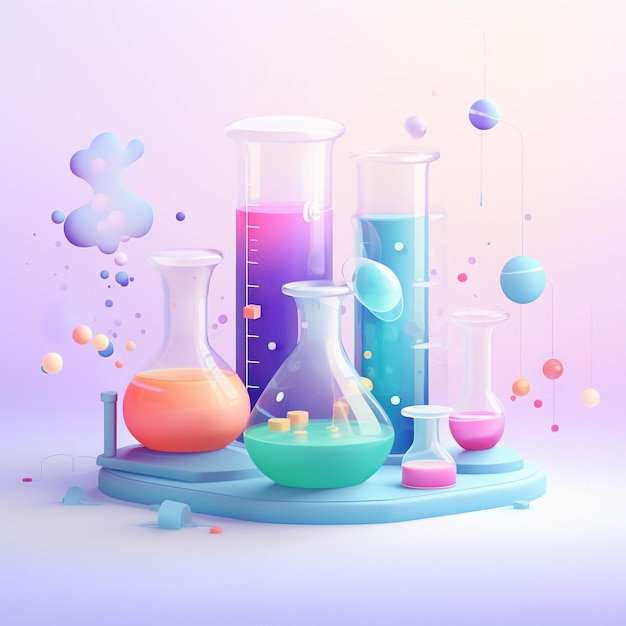 Cartoon science experiment kits 3d