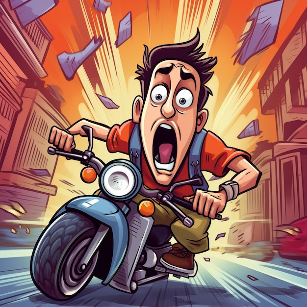 Cartoon Scooter Expresses Shock