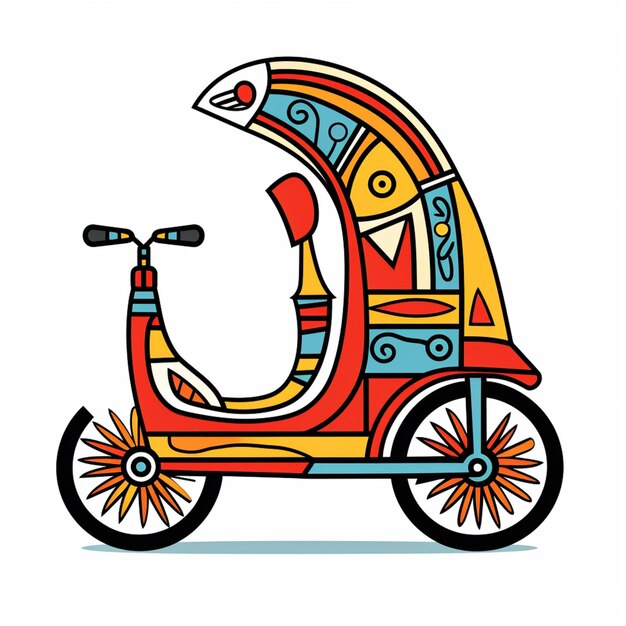 a cartoon of a scooter with a colorful design on the front generative ai