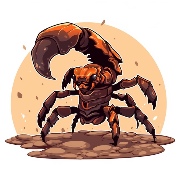 cartoon scorpion with claws and claws on a rock generative ai