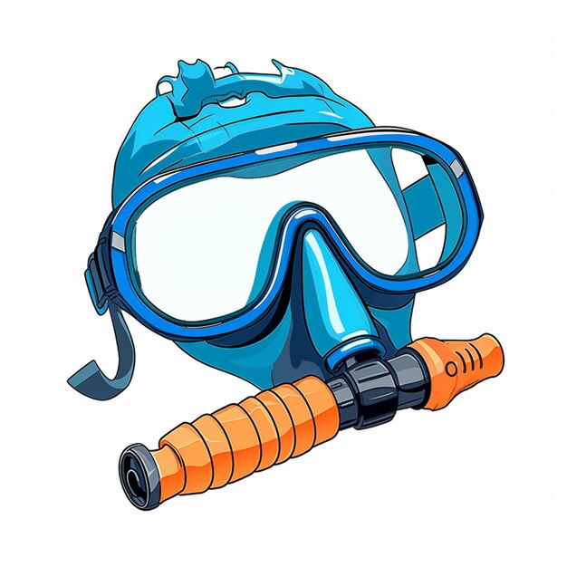 Foto maschera da subacquea a cartoni animati con occhiali e un tubo generativo ai