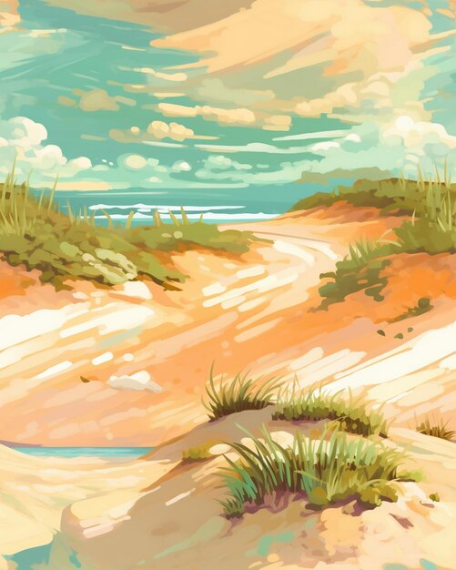 Cartoon sea beach illustration