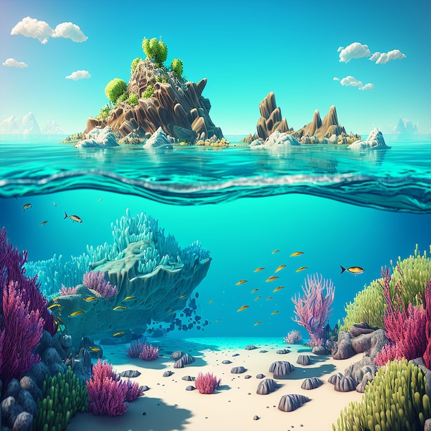 Cartoon Sea Images Generative AI