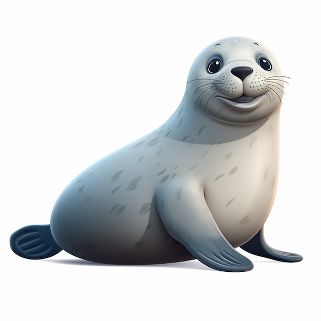 Photo cartoon seal sitting on the ground with a smile on its face generative ai