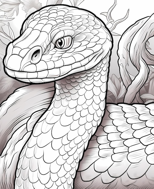 Photo cartoon serpent fun cute snake coloring page with bold lines for kids