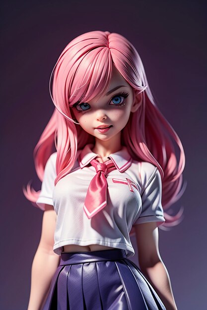 Cartoon shaped characters young and beautiful girl models 3d rendered doll dolls anime handmade