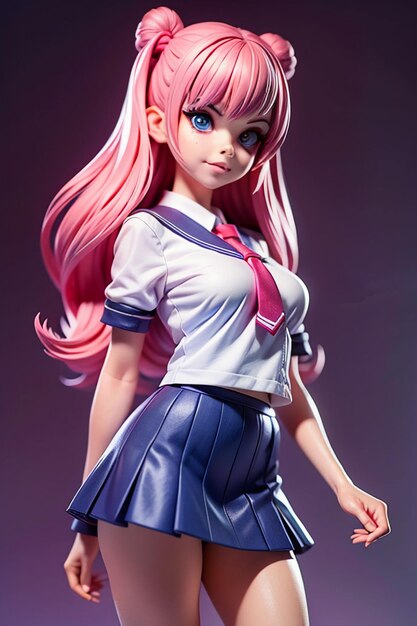 Cartoon shaped characters young and beautiful girl models 3d rendered doll dolls anime handmade