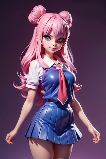 Cartoon shaped characters young and beautiful girl models 3d rendered doll dolls anime handmade