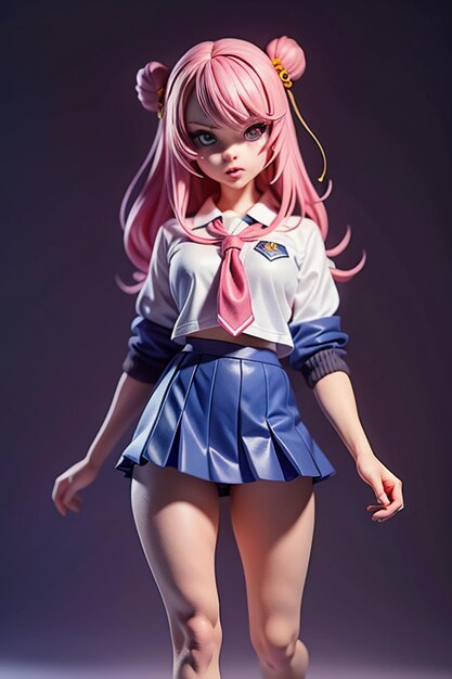 Cartoon shaped characters young and beautiful girl models 3d rendered doll dolls anime handmade