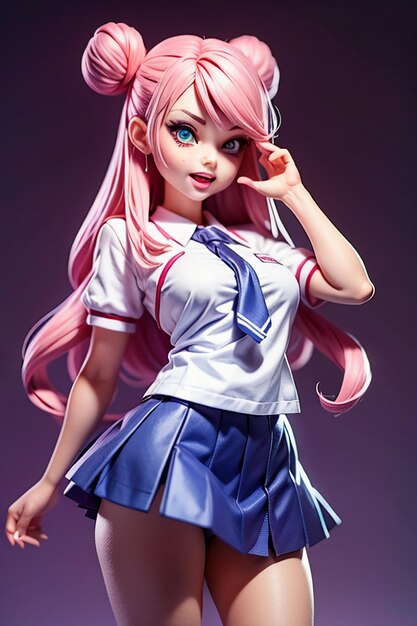 Cartoon shaped characters young and beautiful girl models 3d rendered doll dolls anime handmade