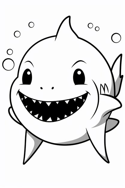 Photo a cartoon shark with a big smile and big teeth generative ai