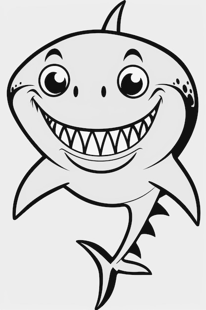 Мультяшная акула с широкой улыбкой на лице, генеративный искусственный интеллект