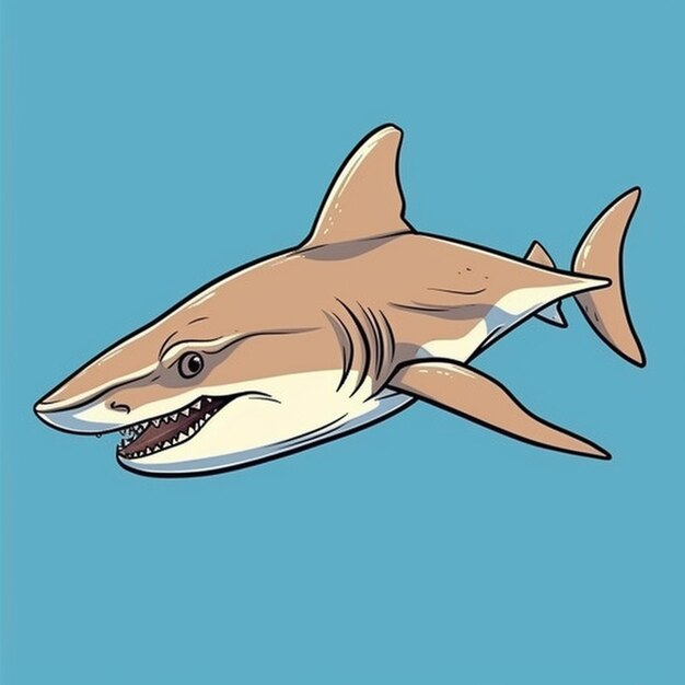 A cartoon shark with a big smile on its face generative ai