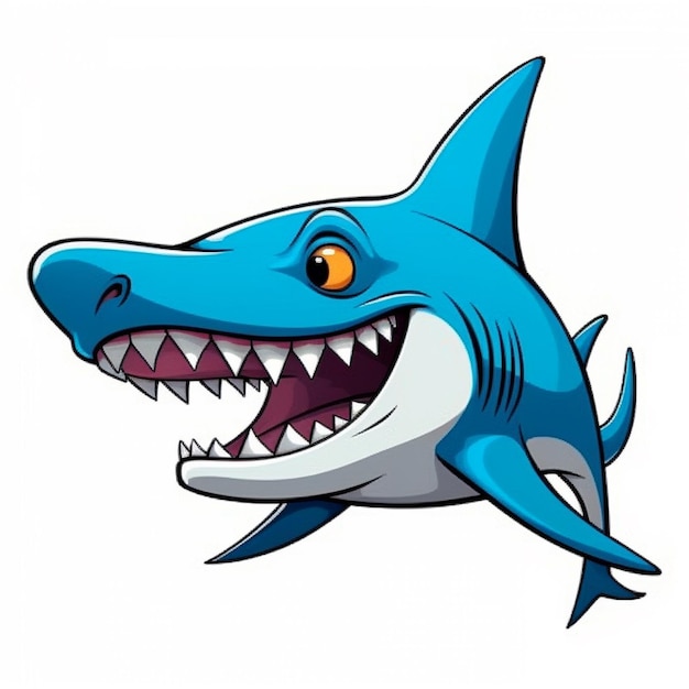 A cartoon shark with a big smile on its face generative ai