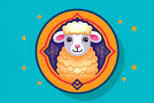 A cartoon sheep with a blue background and the word lamb on it.