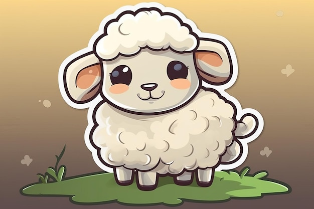 Photo a cartoon sheep with a brown background and a green background.