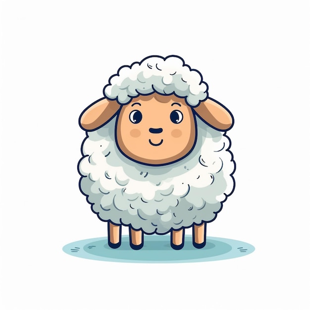 Photo cartoon sheep with a white face and a black nose generative ai