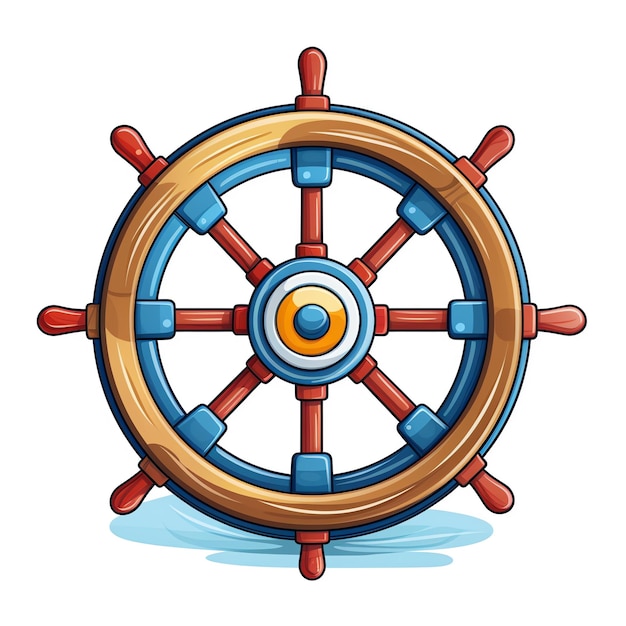 a cartoon of a ship steering wheel