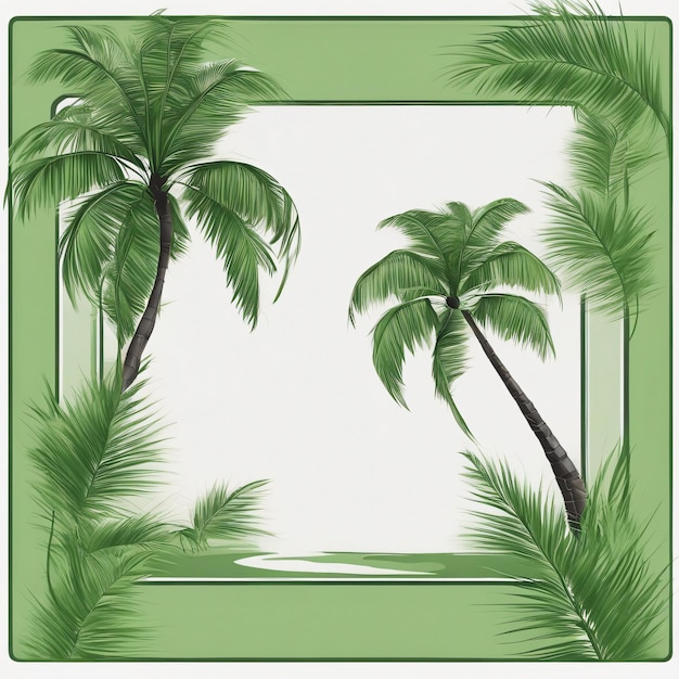 A cartoon single palm tree white background