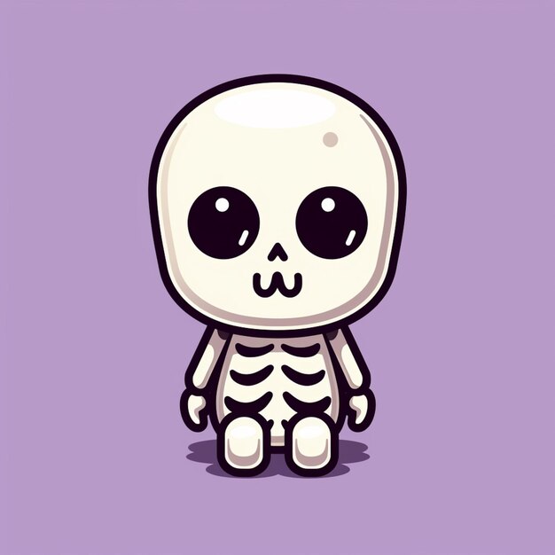 Cartoon skeleton sitting on the ground with eyes wide open generative ai