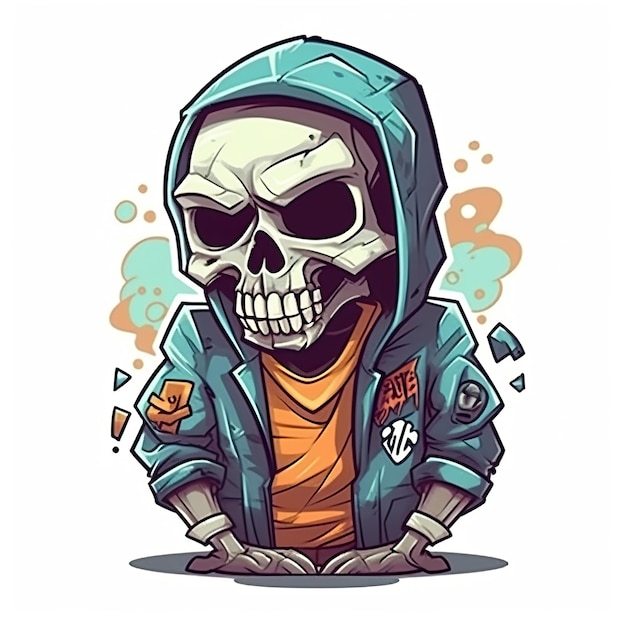 Premium AI Image | A cartoon skeleton wearing a hoodie generative ai image