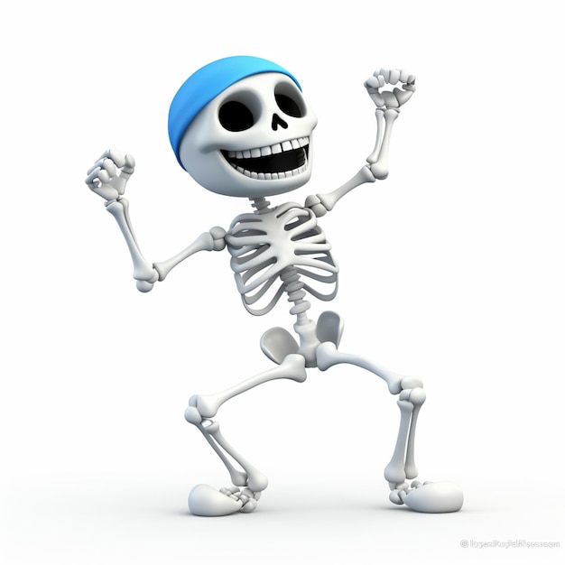 a cartoon skeleton with a blue hat and a blue cap generative ai