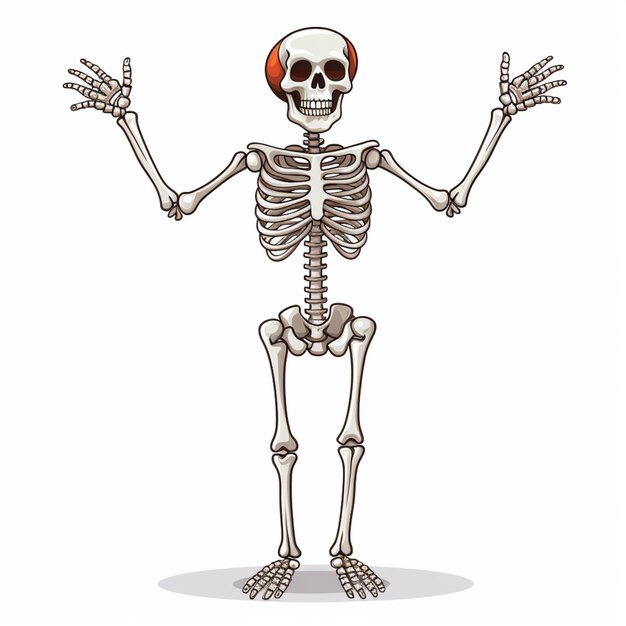 Photo a cartoon skeleton with headphones on and arms out generative ai