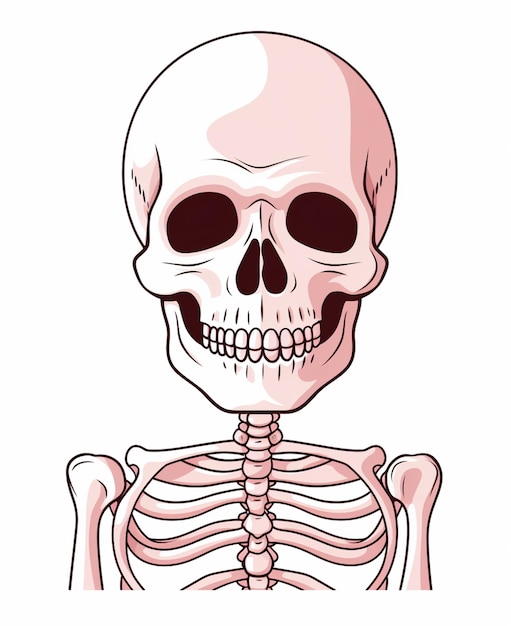 мультяшный скелет со скелетной головой и скелетной шеей, генеративный искусственный интеллект