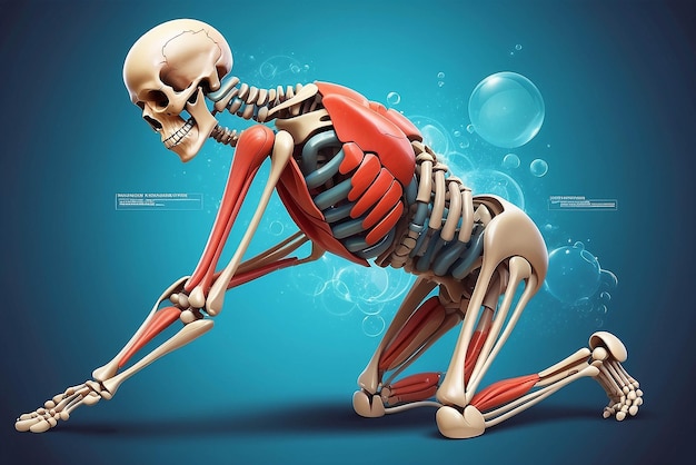 Photo a cartoon of a skeleton with the words  bones  on the back