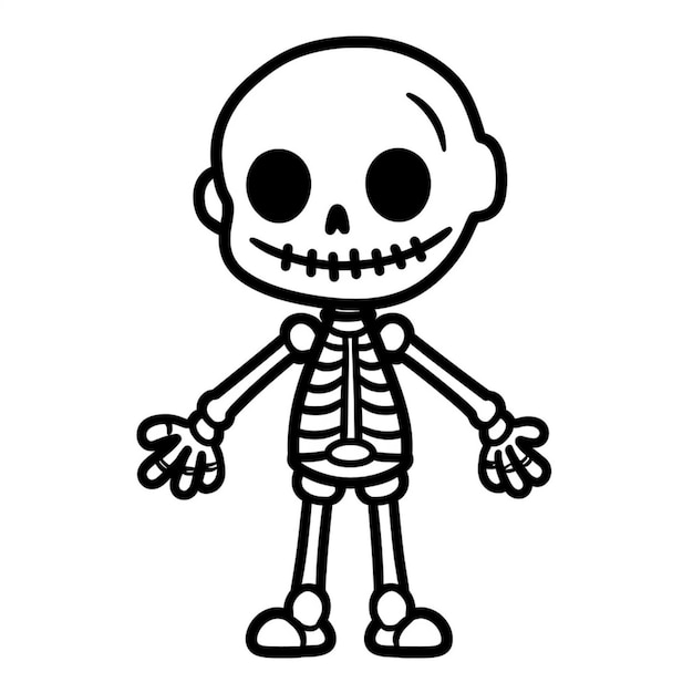 A cartoon of a skeleton