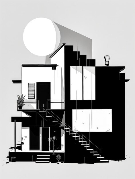 Foto disegno a cartone animato di una casa isolata con copyspace
